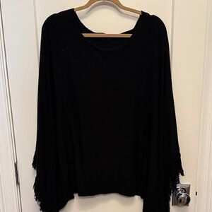 Black Poncho with Fringe